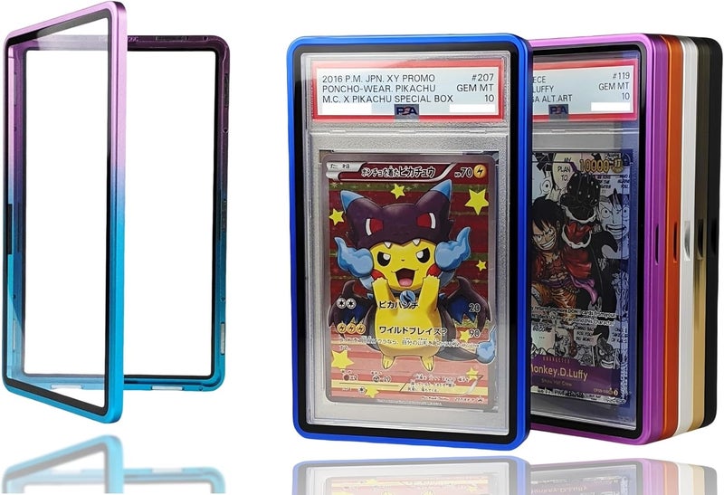 RedCap Magnetic Aluminum Graded PSA Slab Guard UV Resistant Glass 35PT Premium Protector Display Case For Standard PSA CGC Graded Sport Trading Cards - Azure Blue - Image 1